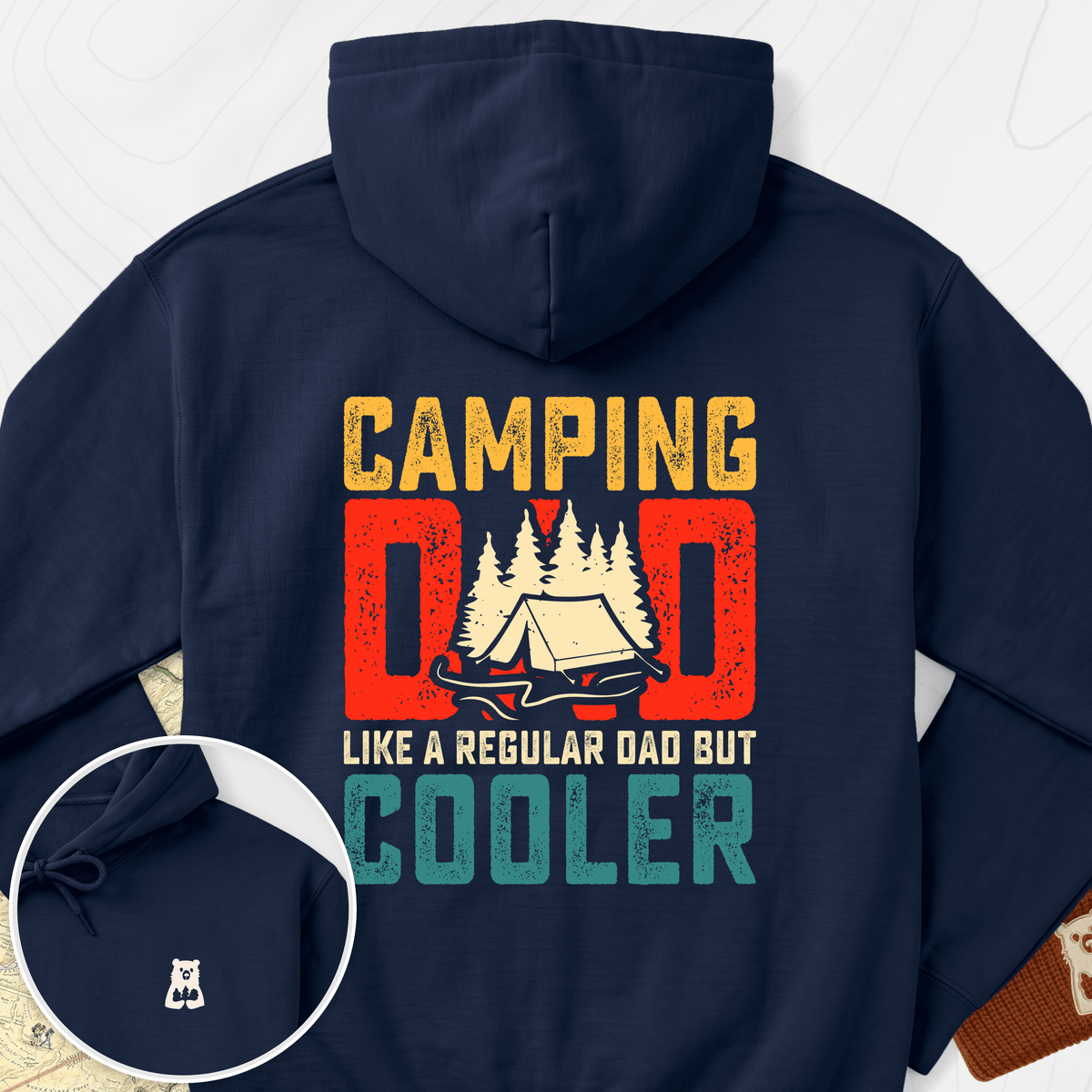 Camping Dad Back Print Hoodie - Navy