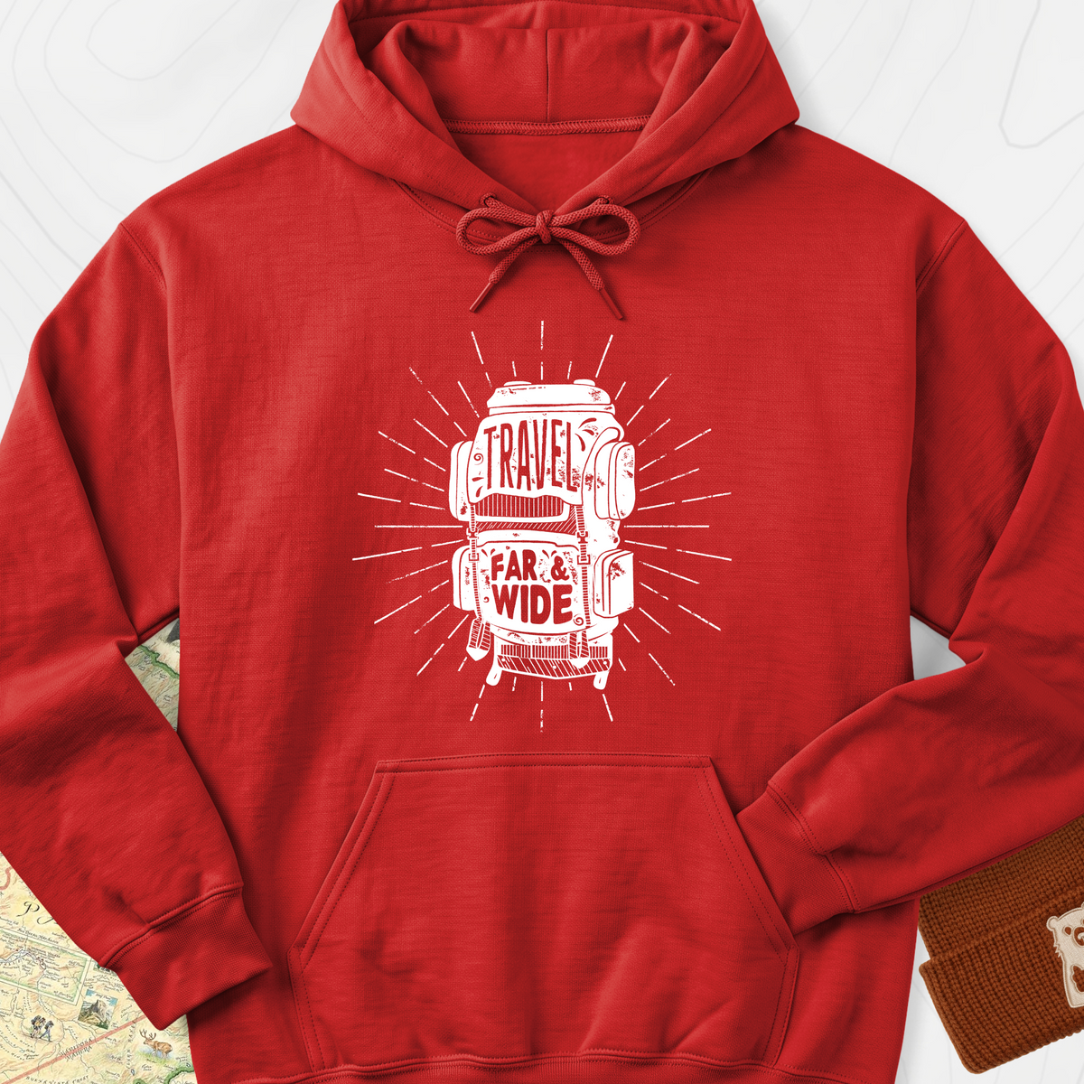 Travel Far and Wide Hoodie - Red