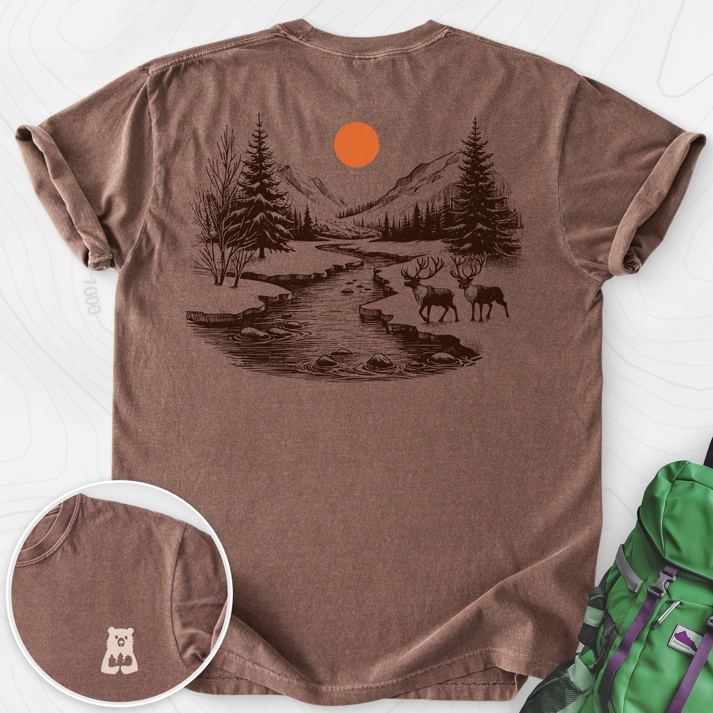Mountain River Elk Back Print