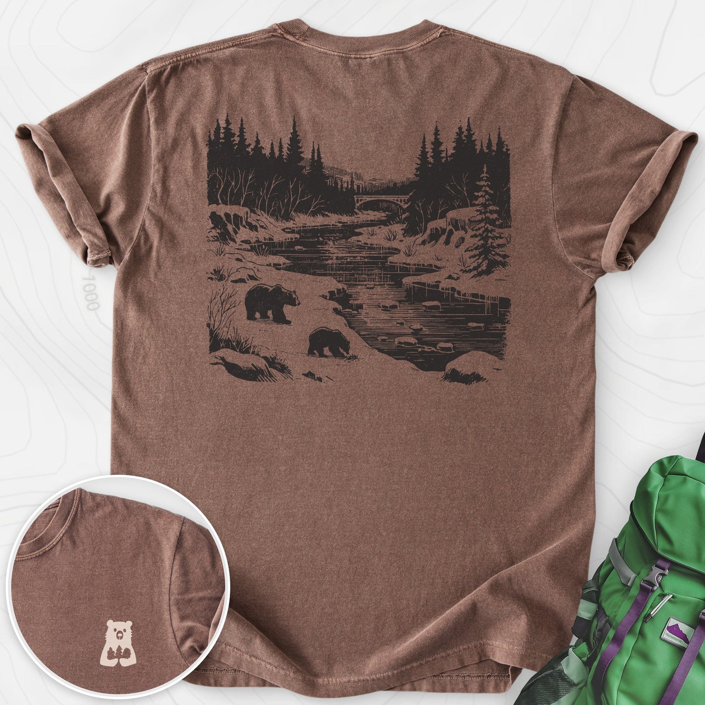 River Bear Scene Back Print