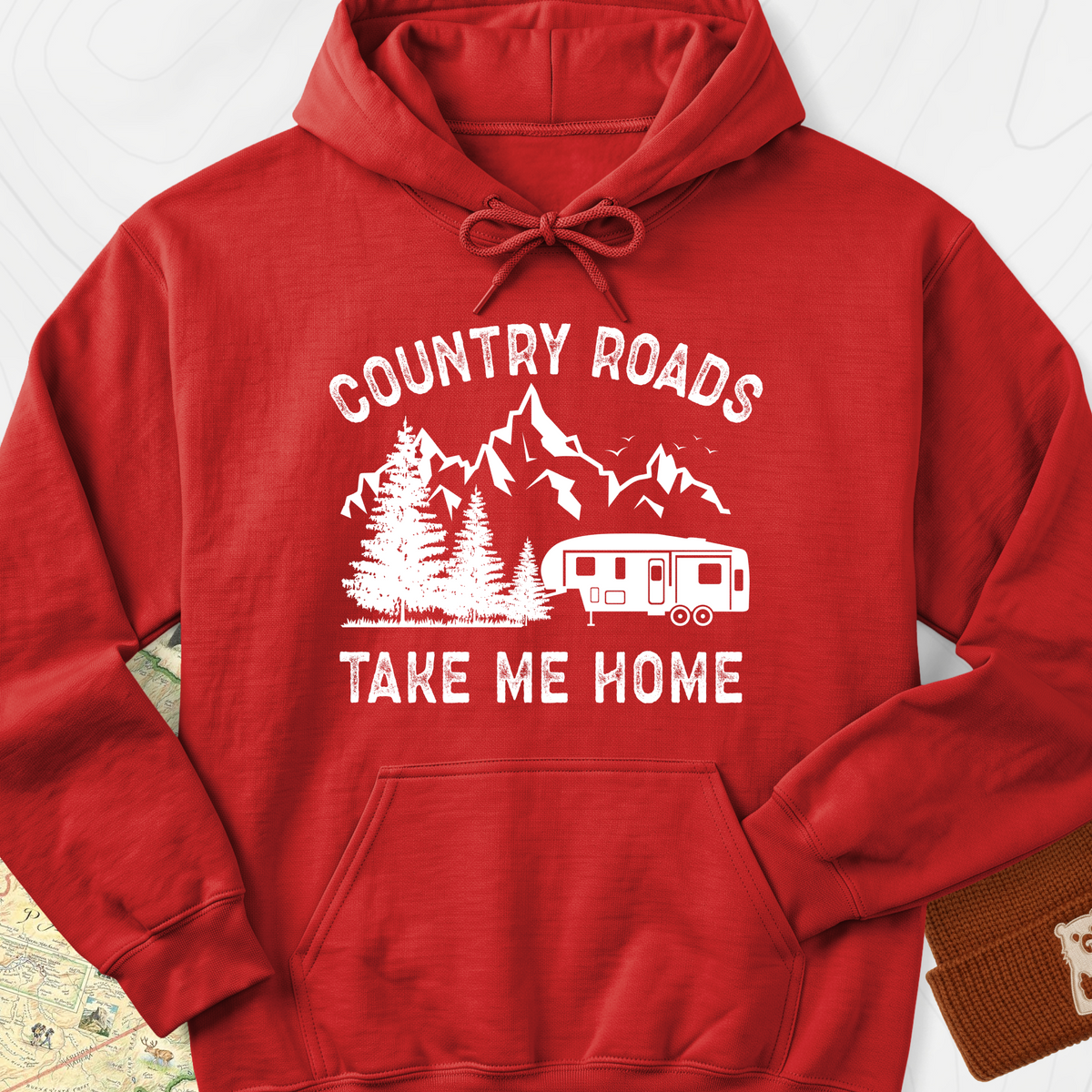 Country Road, Take Me Home Hoodie - Red