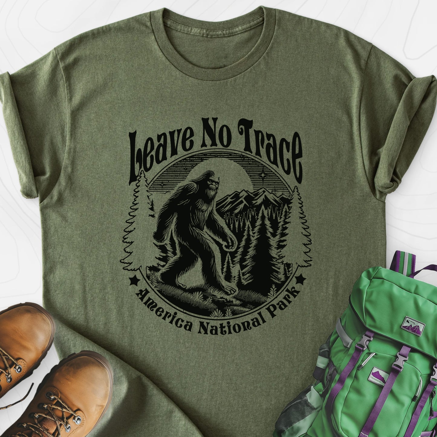 Leave No Trace Military Green front print lightweight T-shirt