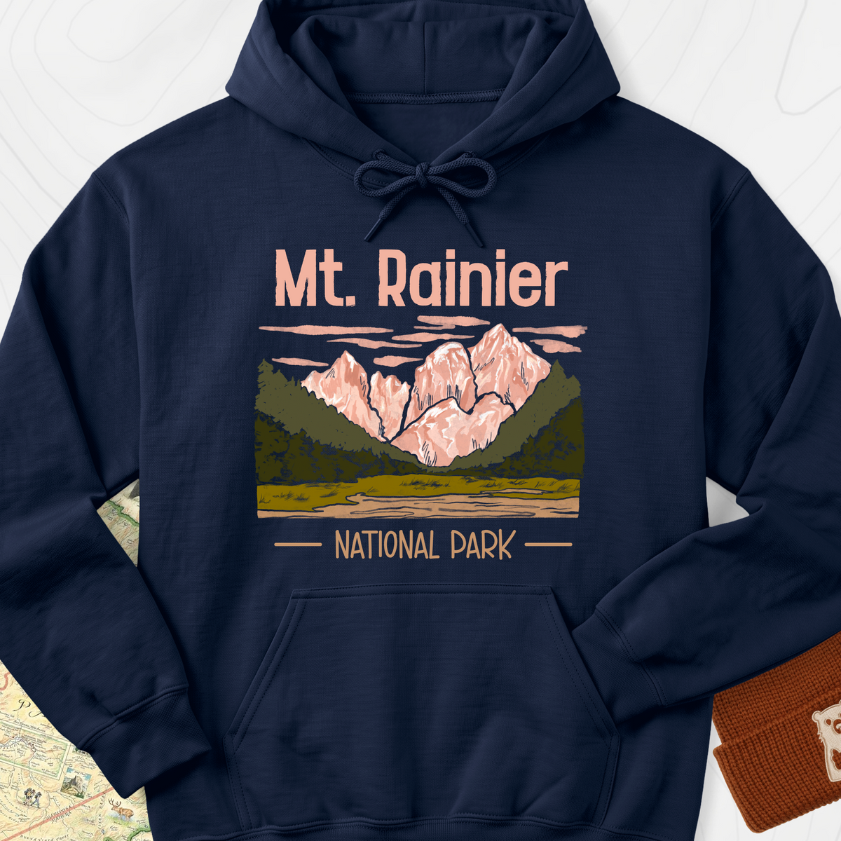 Mount Rainier National Park Hoodie - Navy