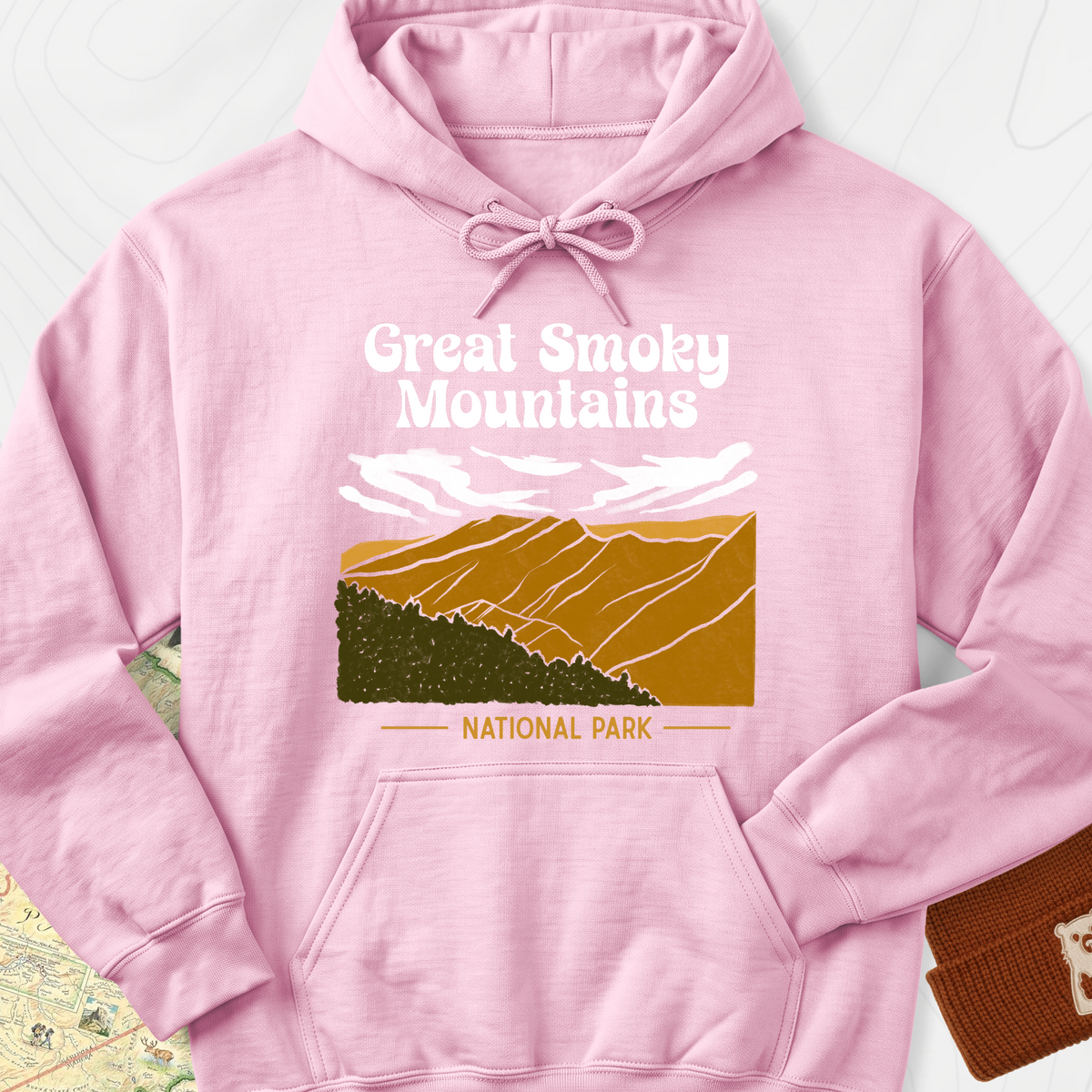Smoky Mountains National Park Hoodie - Light Pink