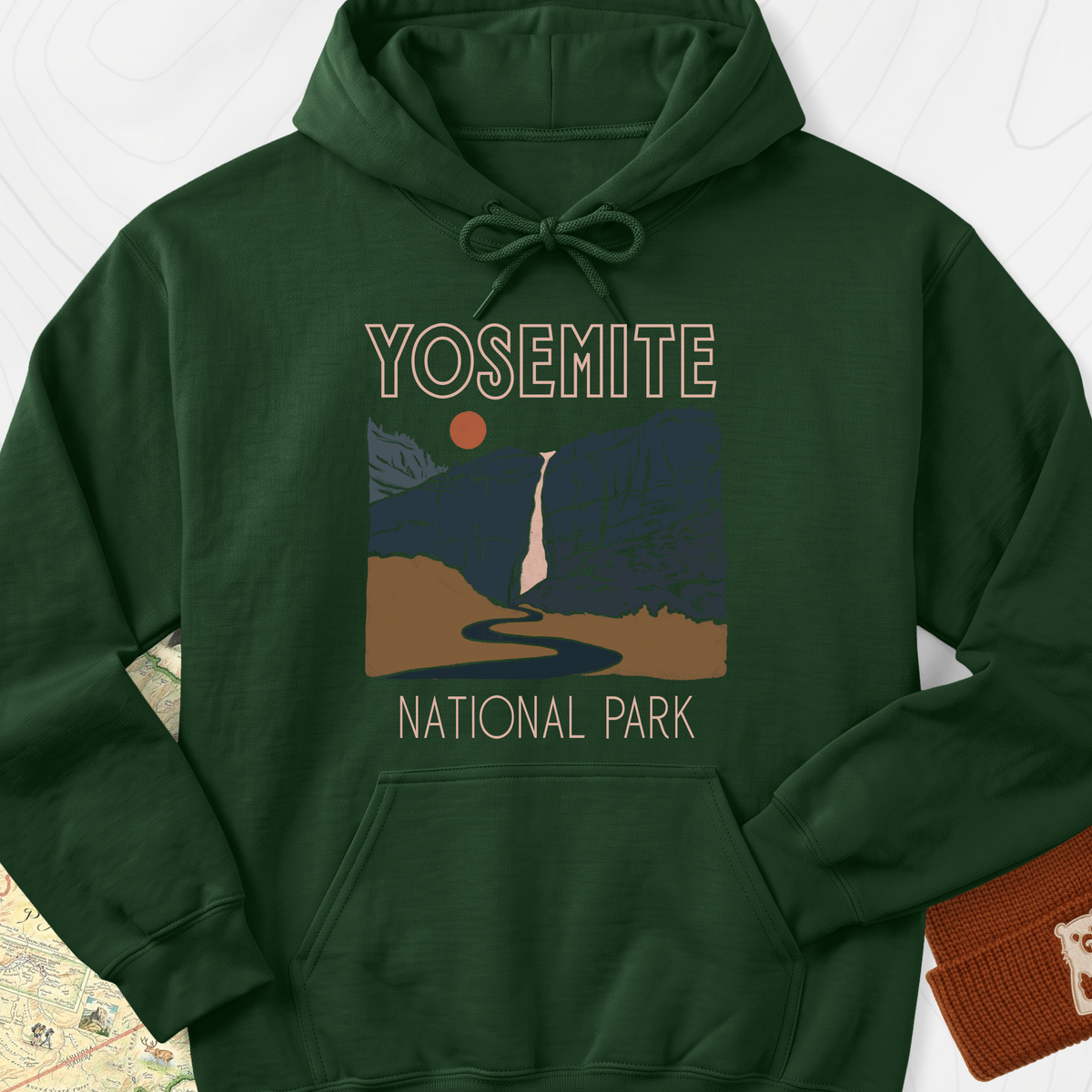 Yosemite National Park Hoodie - Forest Green