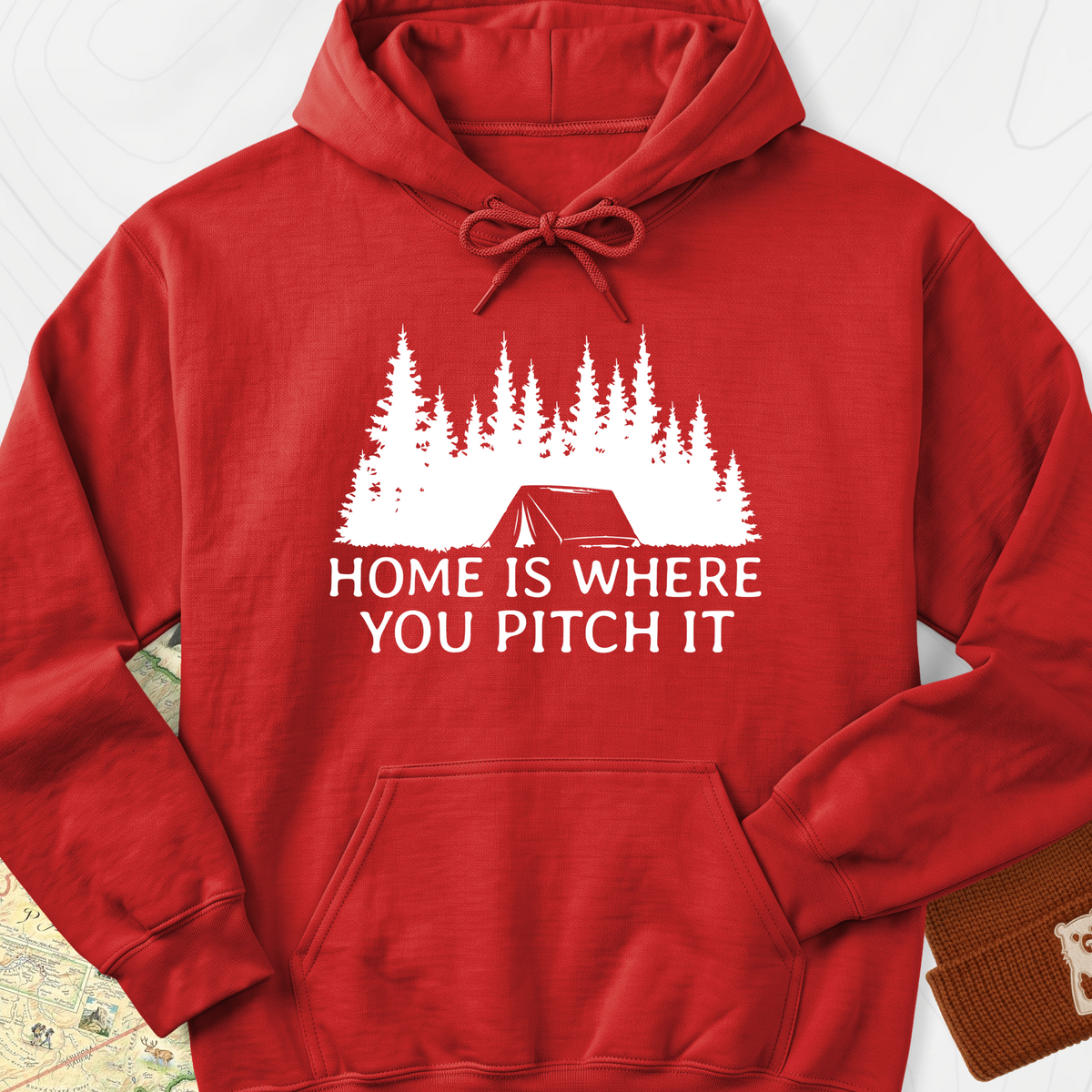 Home Is Where You Pitch It Hoodie - Red