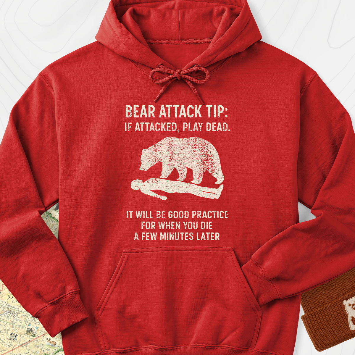 Bear Attack Tip Hoodie - Red