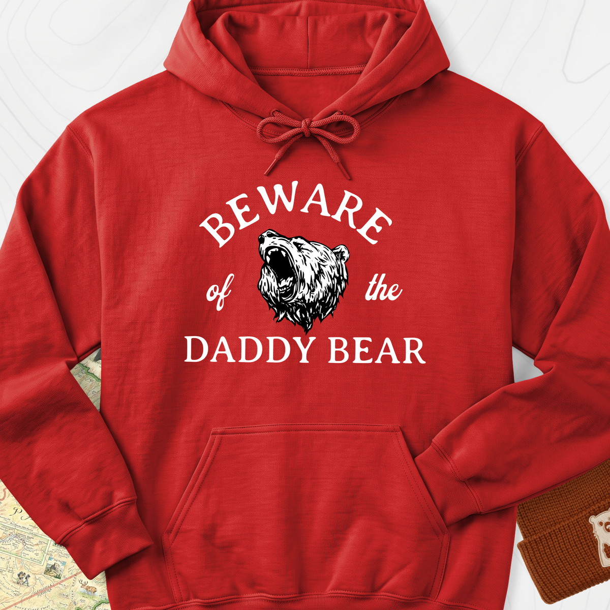 Beware of the Daddy Bear Hoodie - Red