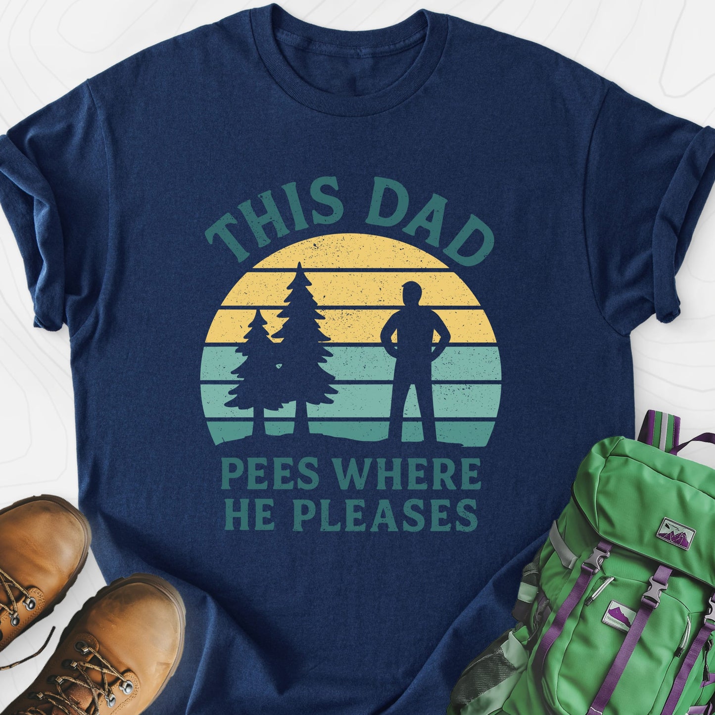 This Dad Pees Where He Pleases Navy front print lightweight T-shirt