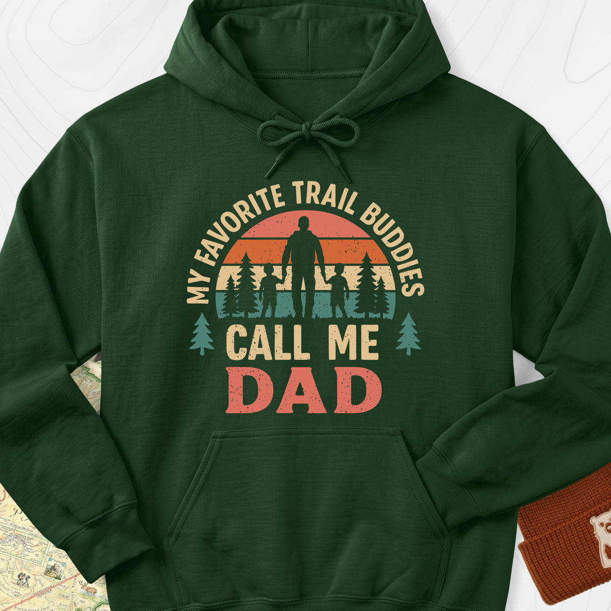 Trail Buddies Call Me Dad Hoodie - Forest Green