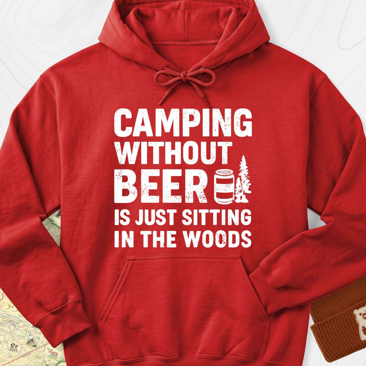 Camping Without Beer Hoodie - Red