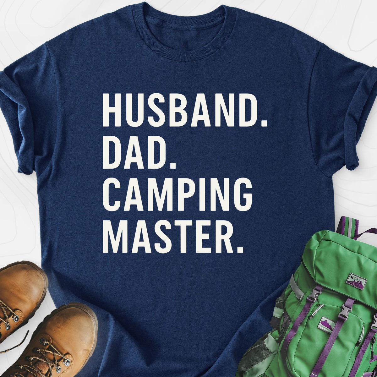 Camping Master Navy front print lightweight T-shirt