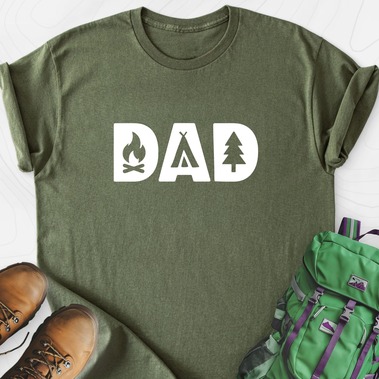 Symbols of Dad Military Green front print lightweight T-shirt