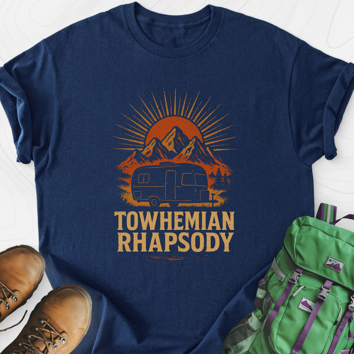 Towhemian Rhapsody Navy front print lightweight T-shirt