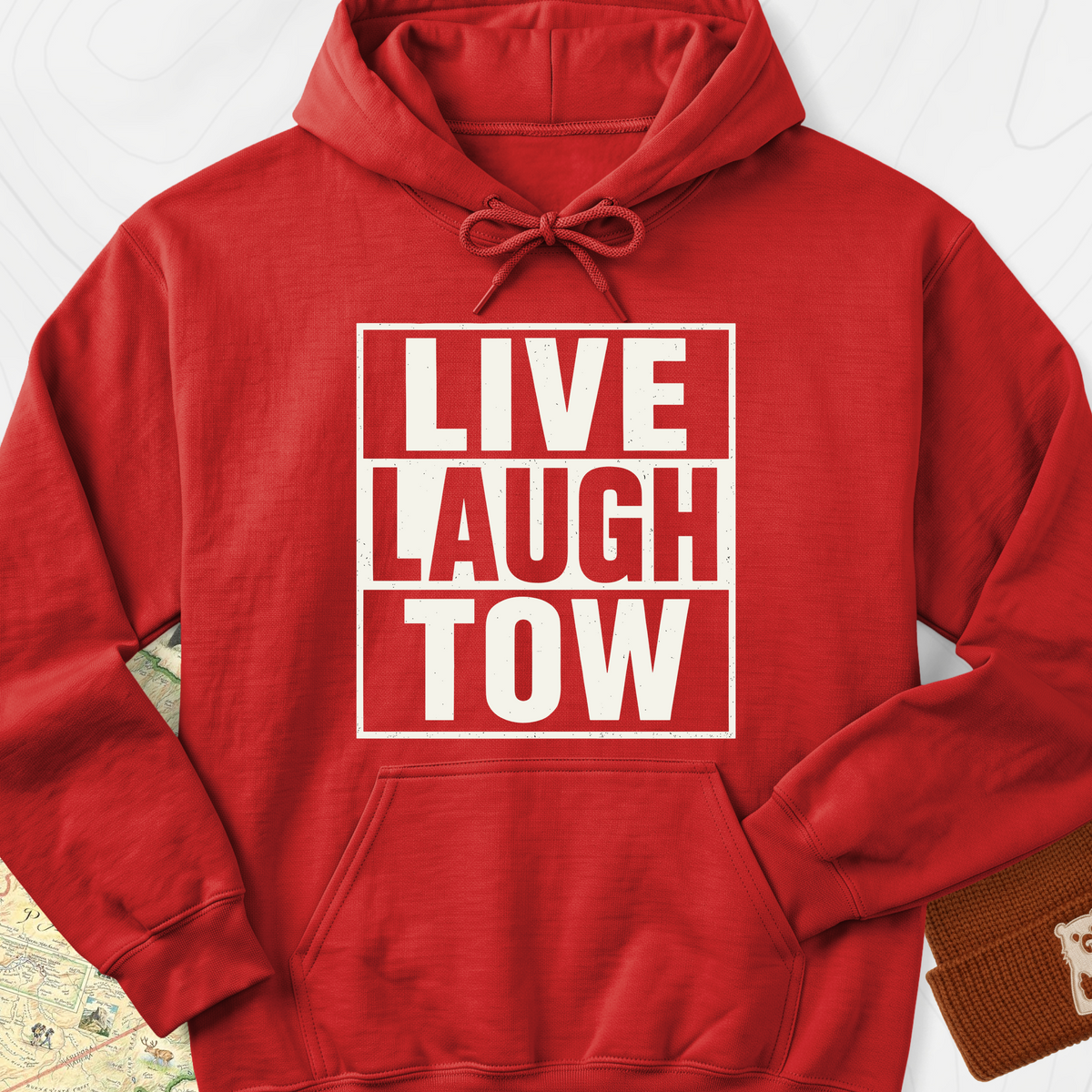 Live. Laugh. Tow. Hoodie - Red