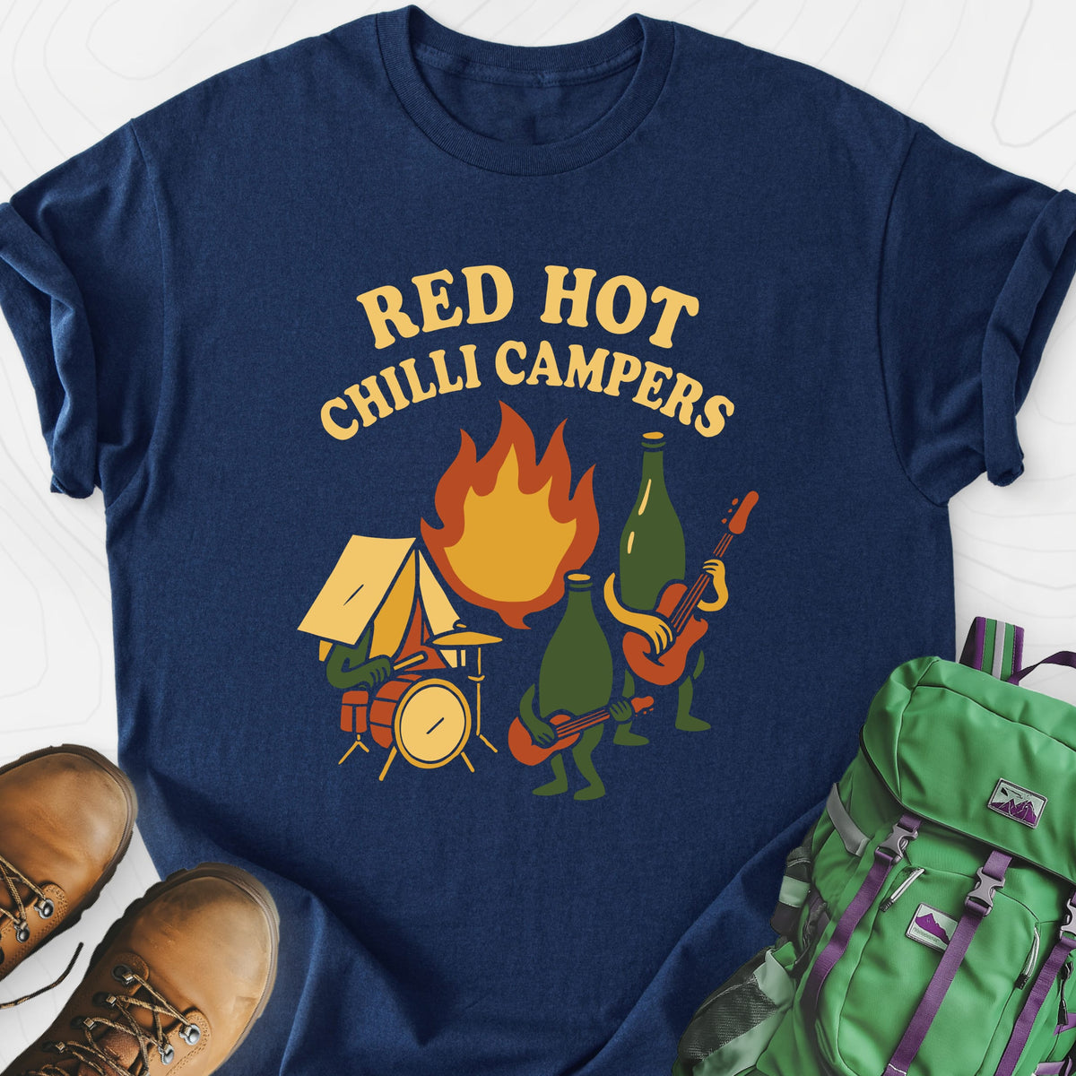 Red Hot Chilli Campers Navy front print lightweight T-shirt