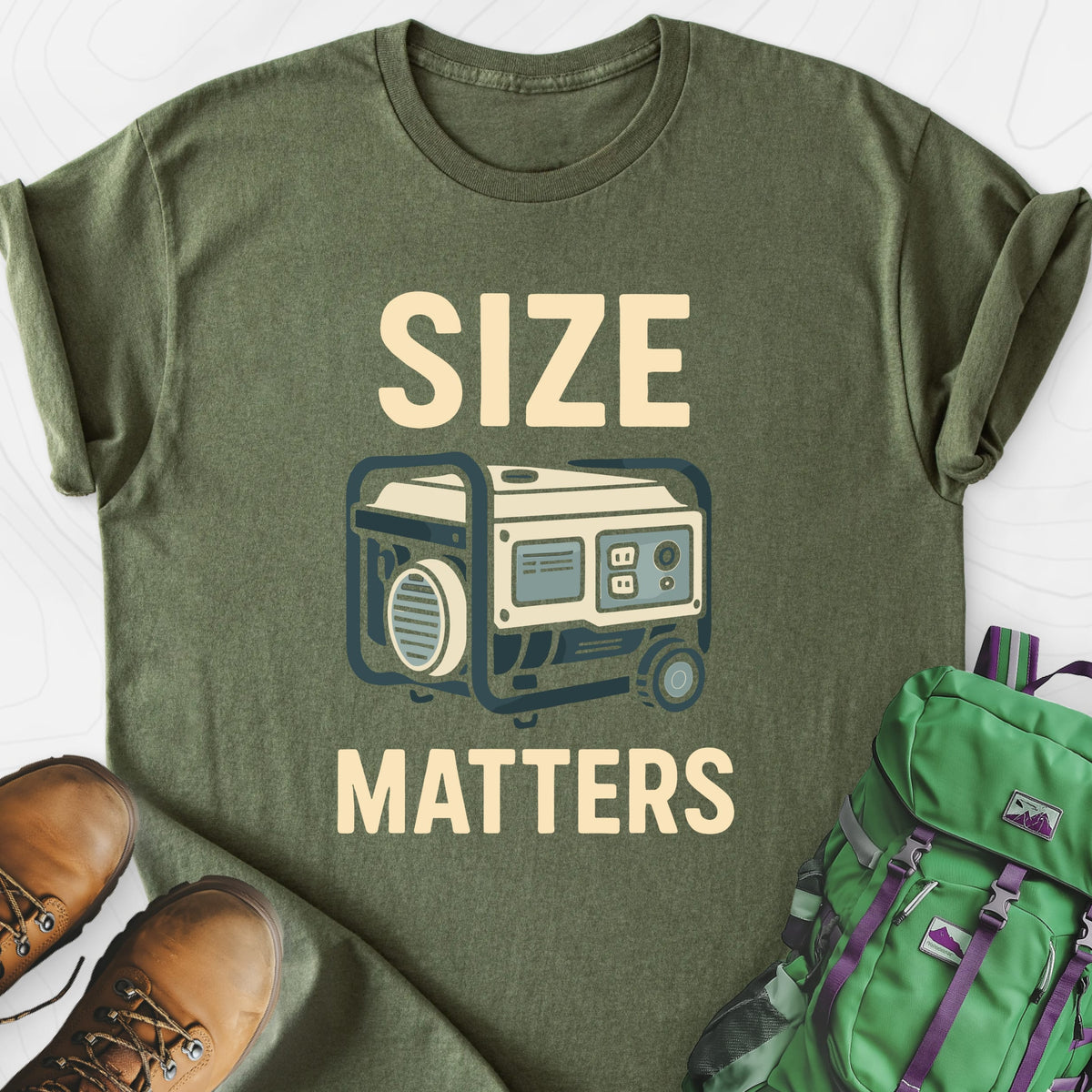 Generator Size Matters Military Green front print lightweight T-shirt
