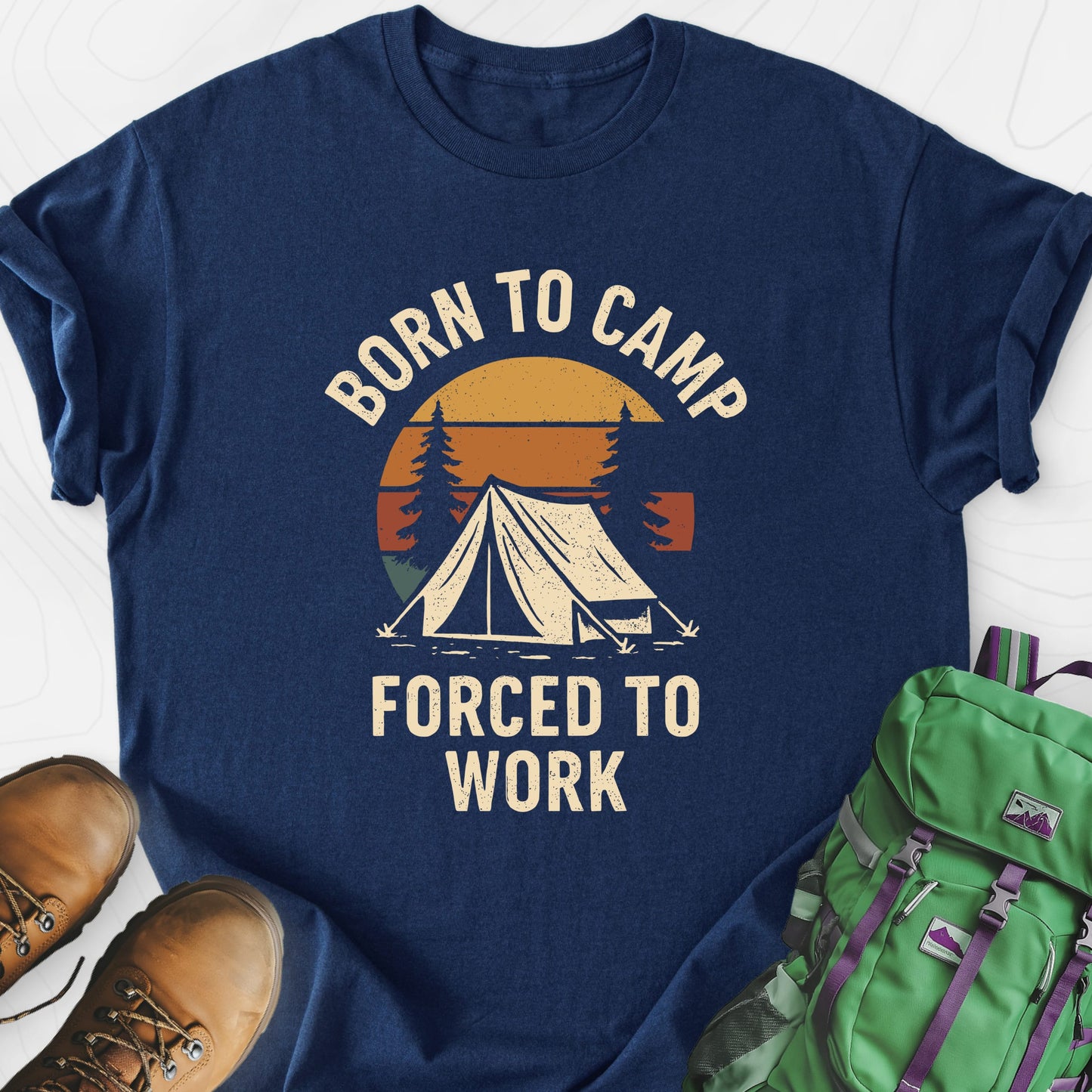Born to Camp Navy front print lightweight T-shirt