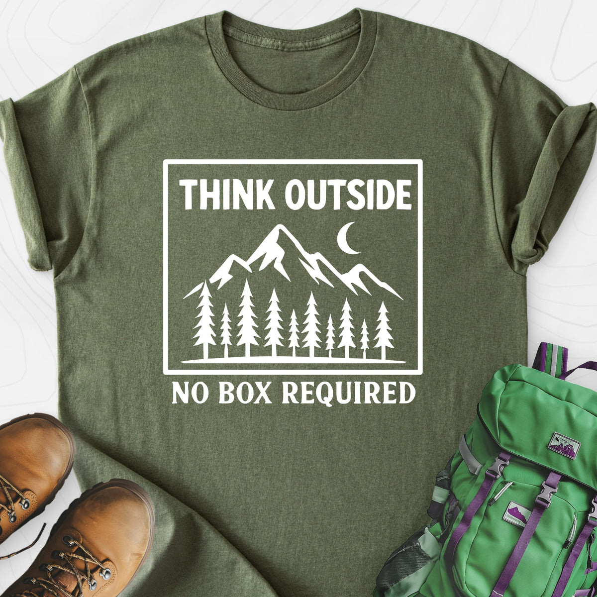 Think Outside Military Green front print lightweight T-shirt