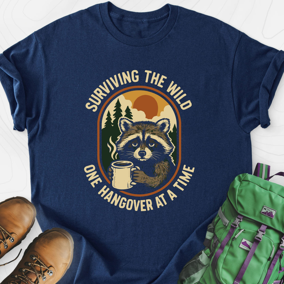 Surviving the Wild Navy front print lightweight T-shirt