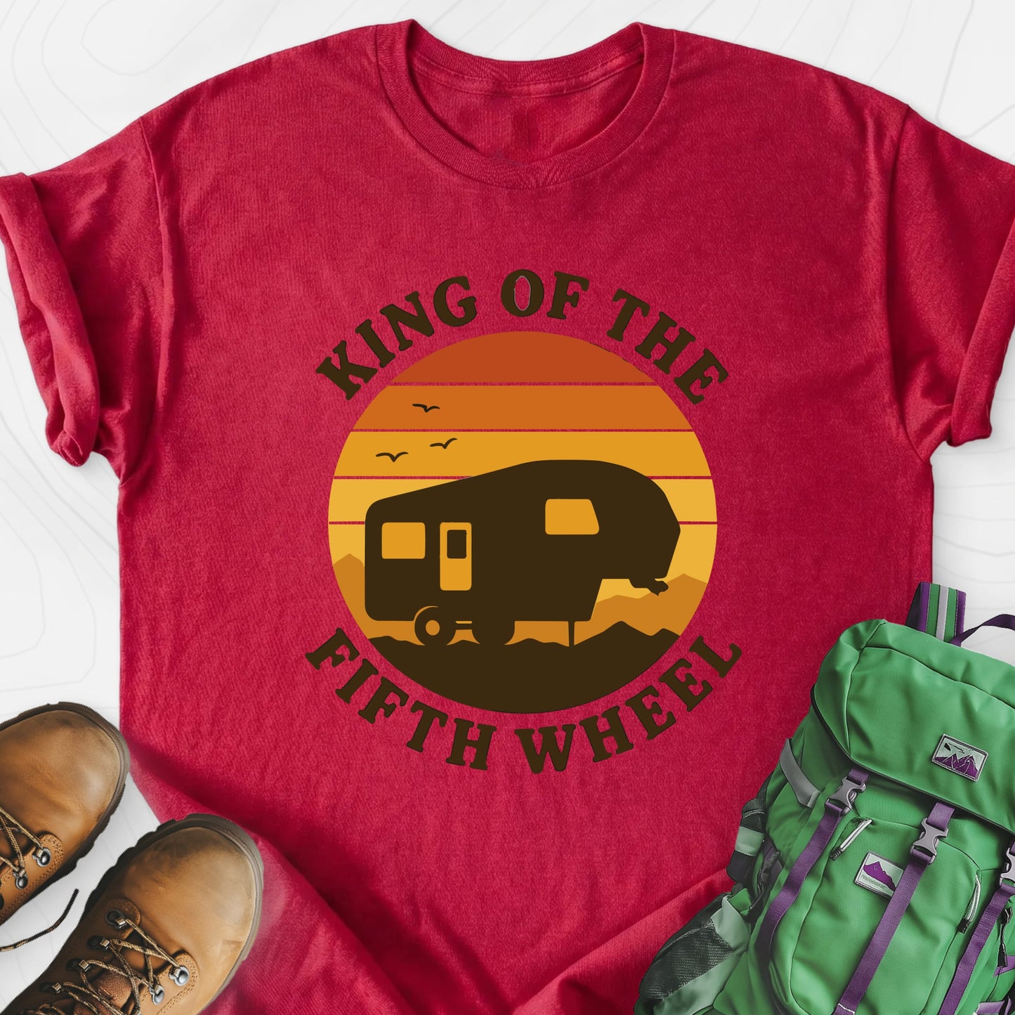 King of the Fifth Wheel Heather Red front print lightweight T-shirt