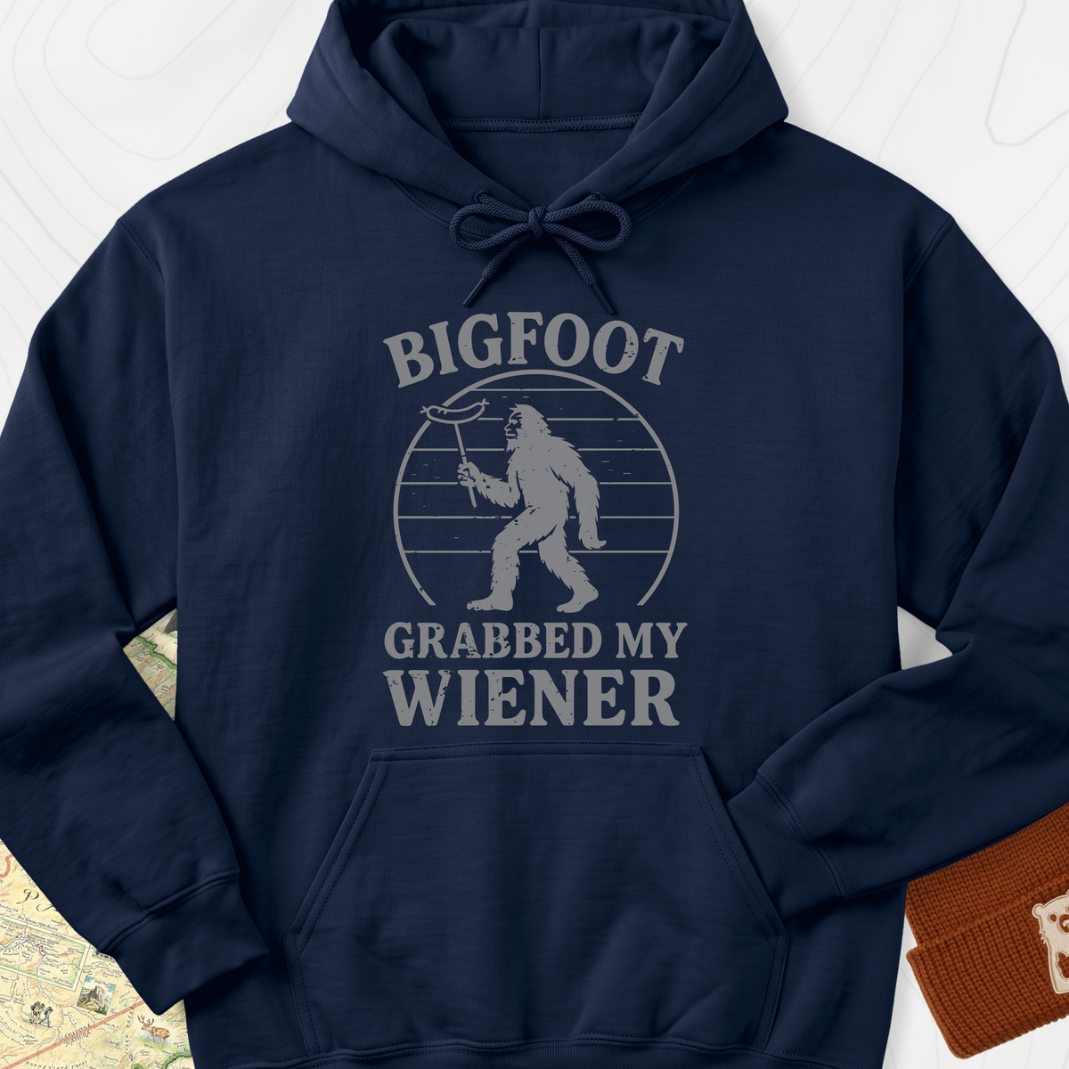 Bigfoot Grabbed My Wiener Hoodie - Navy