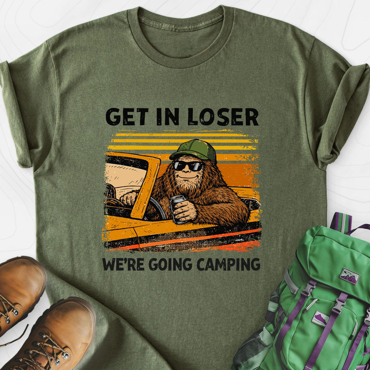 Get in Loser Military Green front print lightweight T-shirt