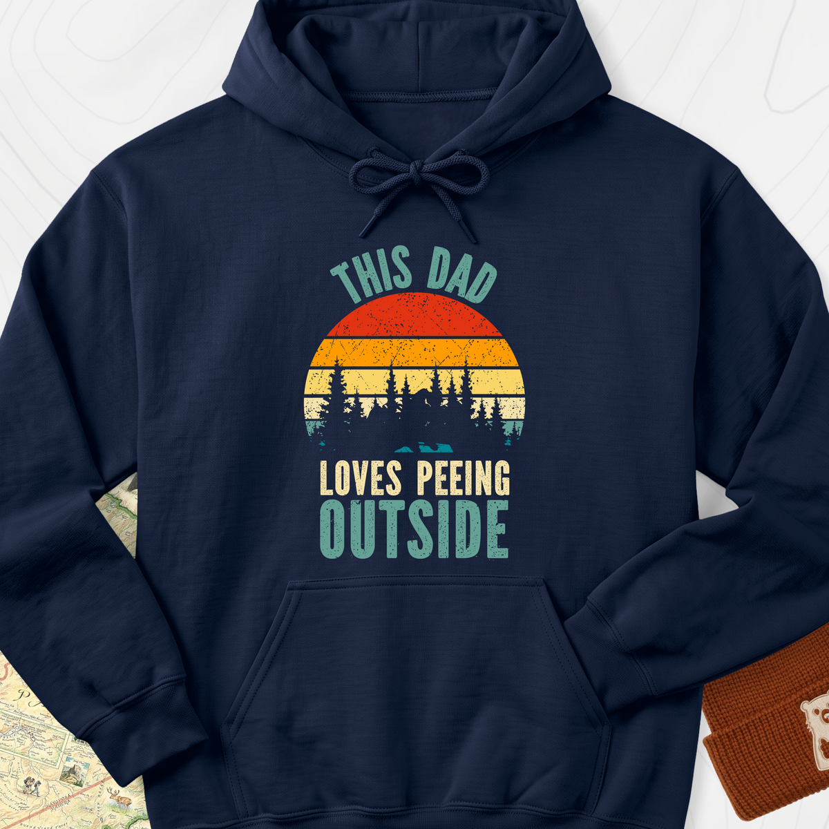 This Dad Loves Peeing Outside Hoodie - Navy