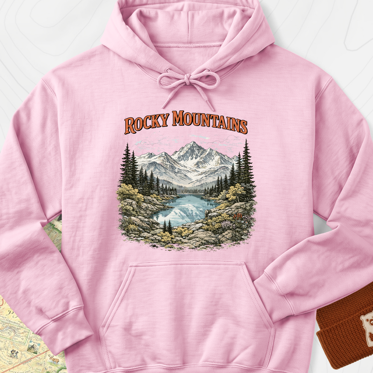 Rocky Mountain Escape Hoodie - Light Pink