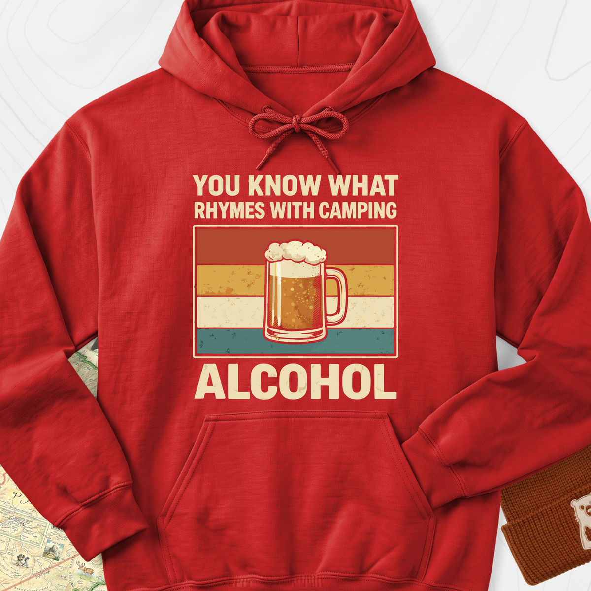 Camping Rhymes With Alcohol Hoodie - Red