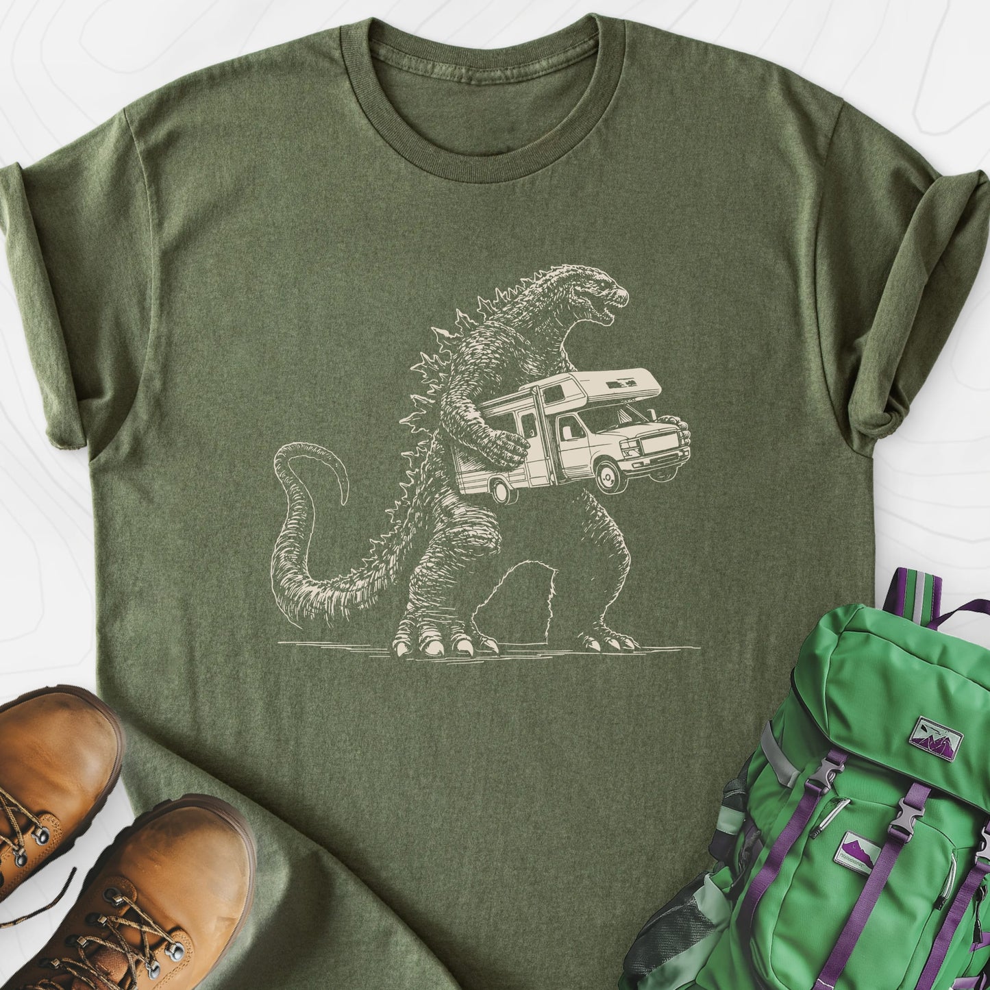 RV Thief Military Green front print lightweight T-shirt