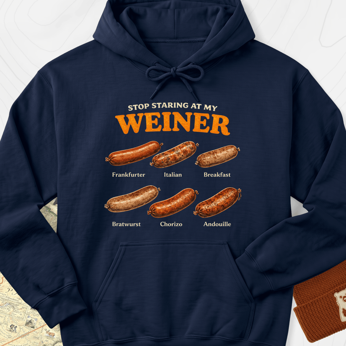 Stop Staring At My Wiener Hoodie - Navy