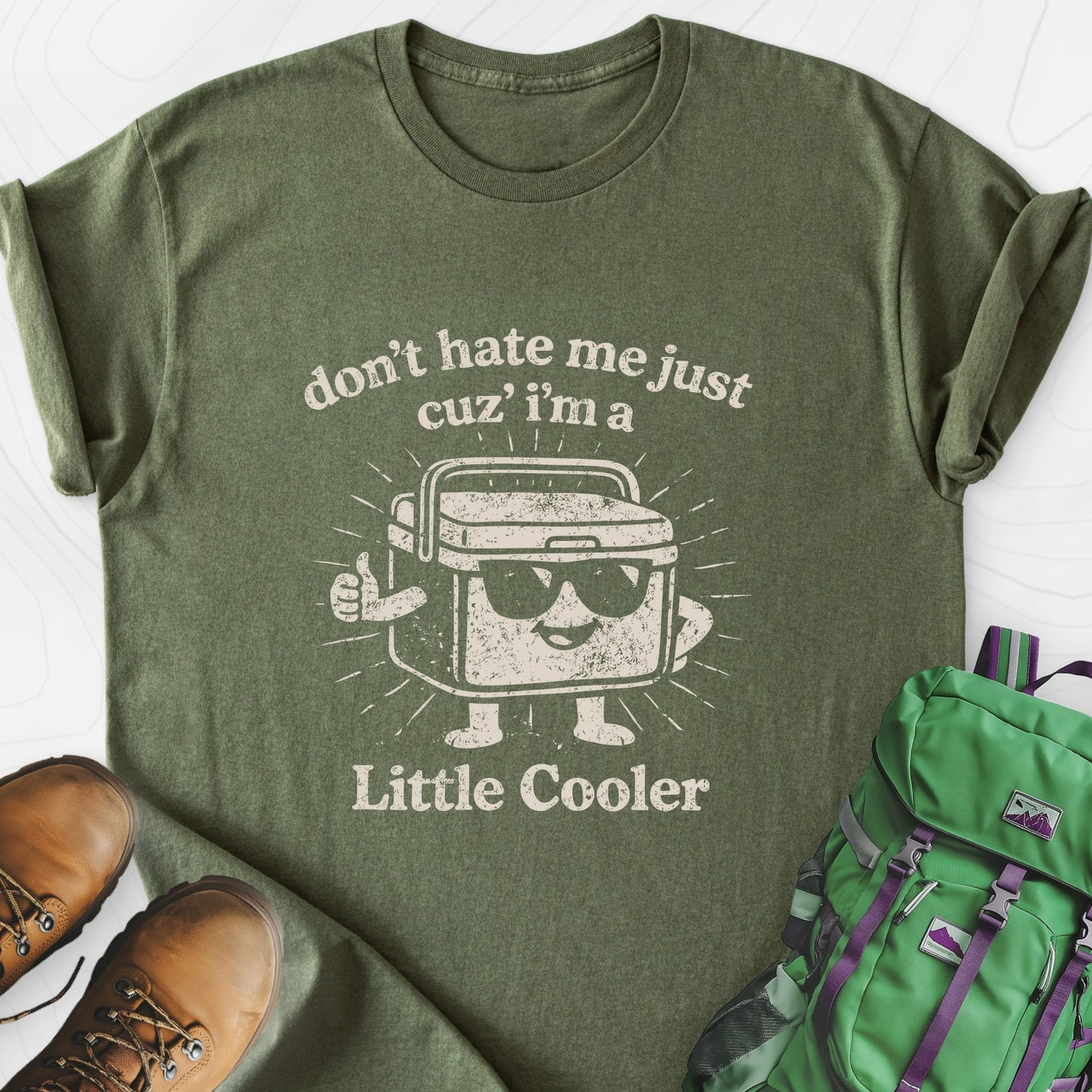 Just a Little Cooler Military Green front print lightweight T-shirt