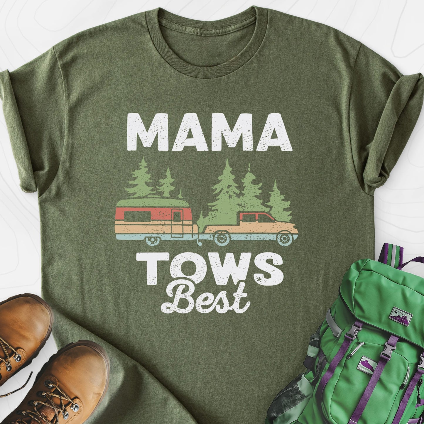 Mama Tows Best Military Green front print lightweight T-shirt
