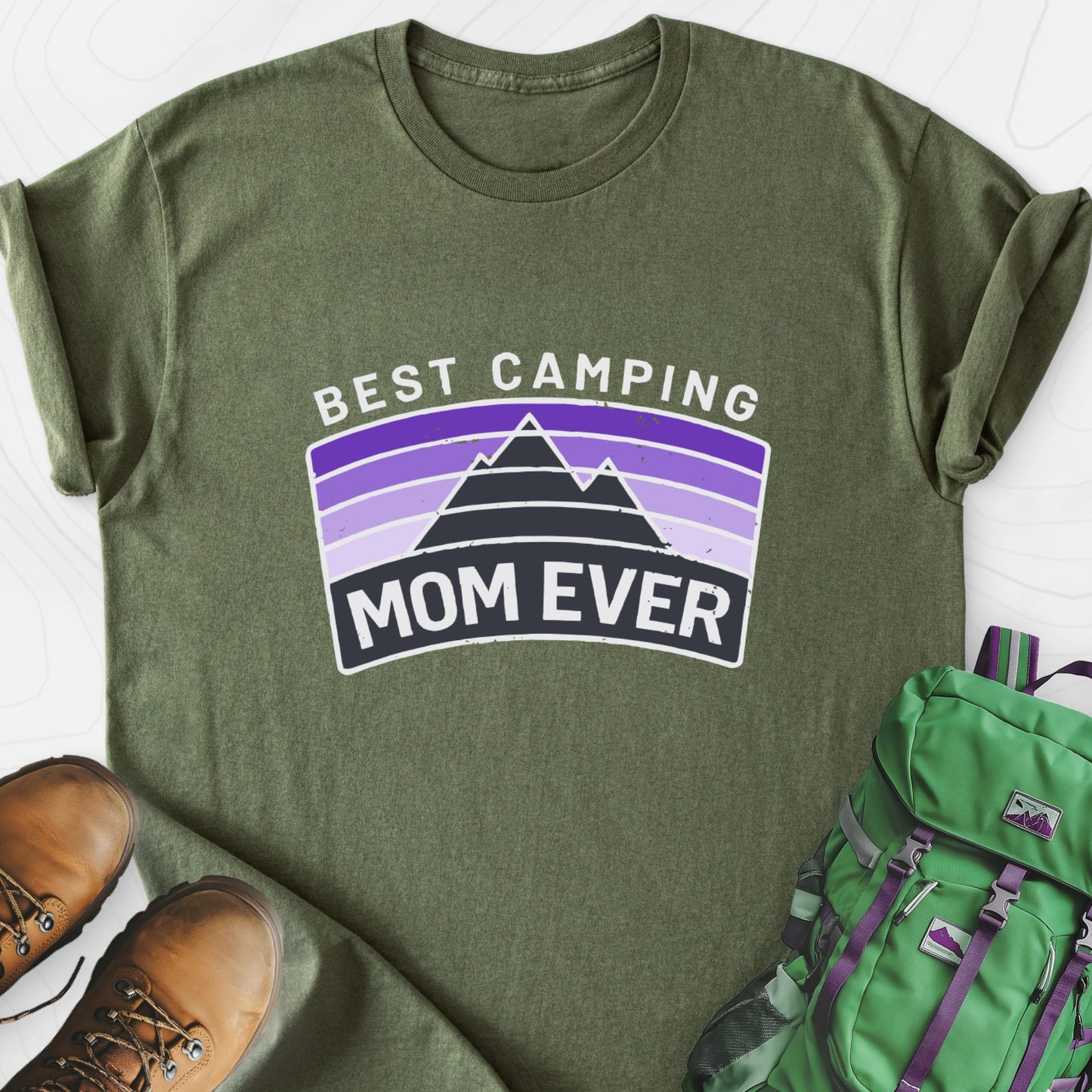 Best Camping Mom Military Green front print lightweight T-shirt