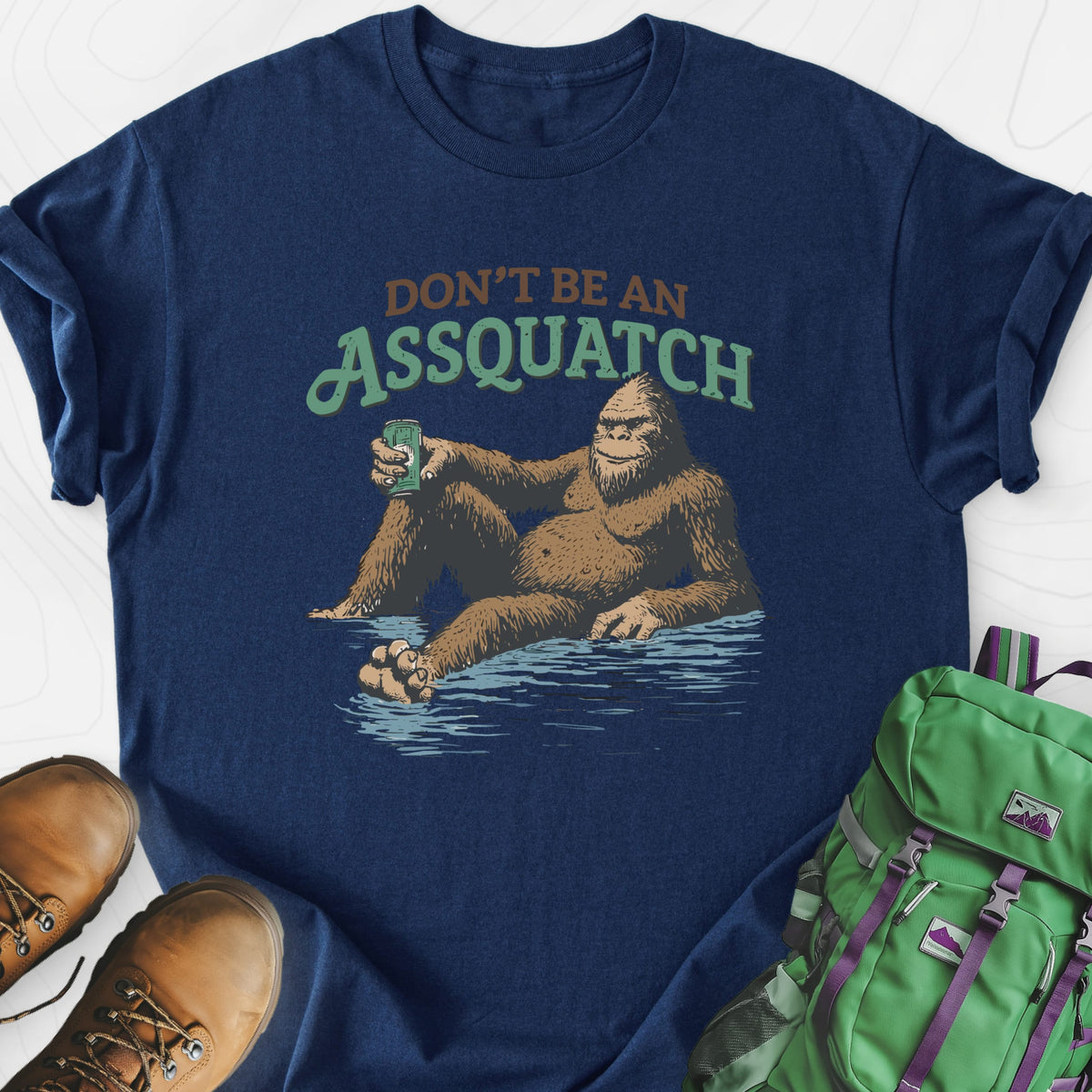 Don't Be an Assquatch Navy front print lightweight T-shirt