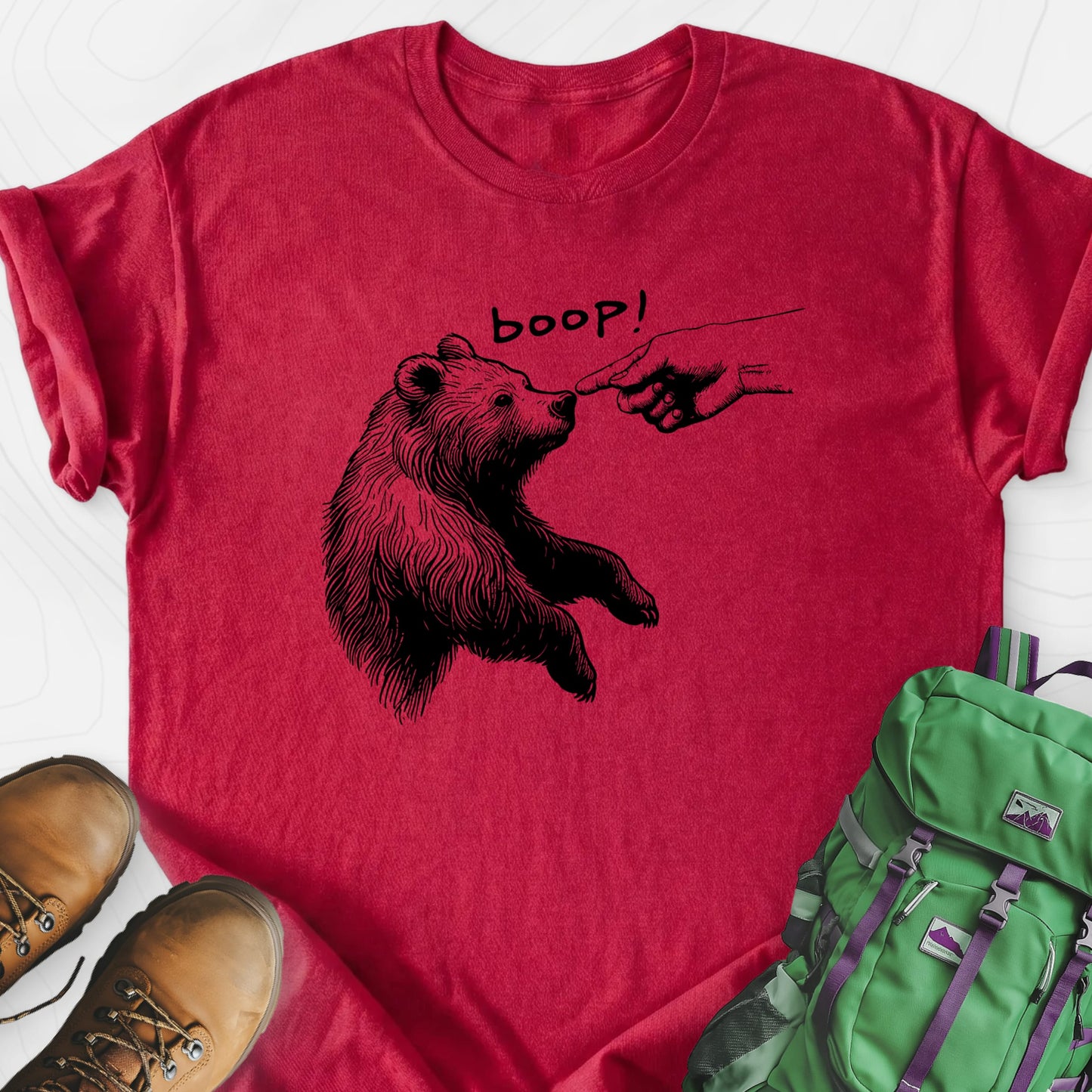 Boop Bear Heather Red front print lightweight T-shirt