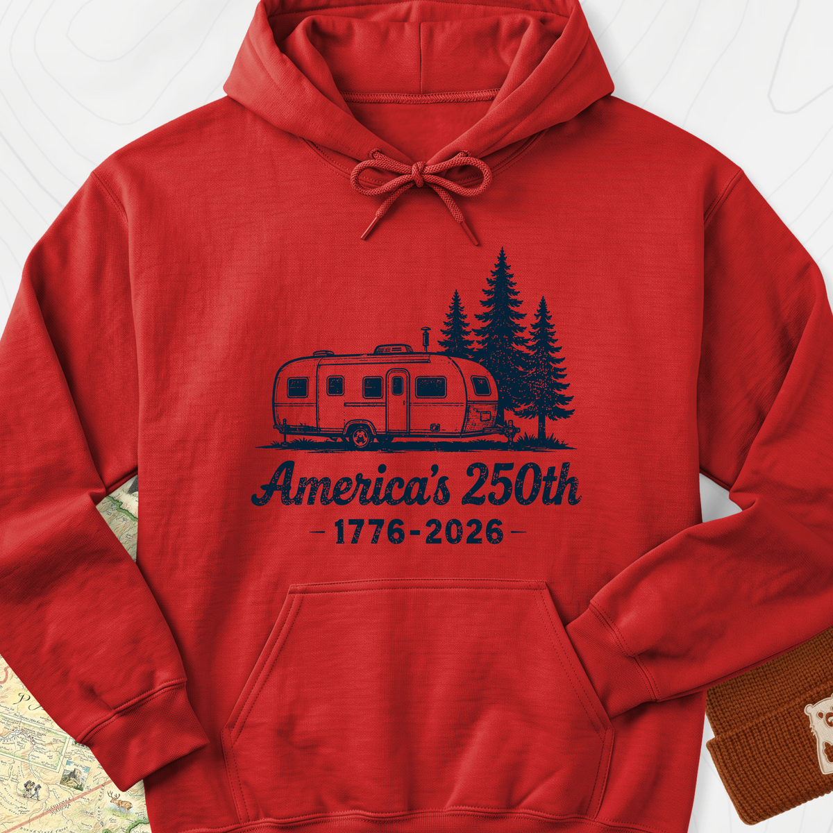 250th Camper Badge Hoodie - Red