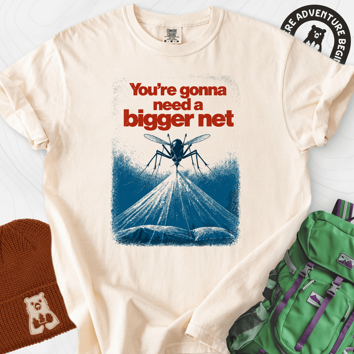 Need a Bigger Net Ivory front print heavyweight T-shirt