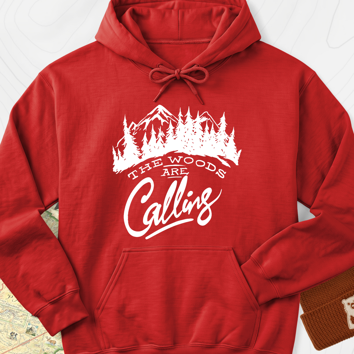 The Woods Are Calling Hoodie - Red