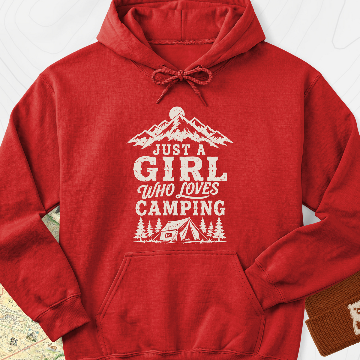 Girl Who Loves Camping Hoodie - Red