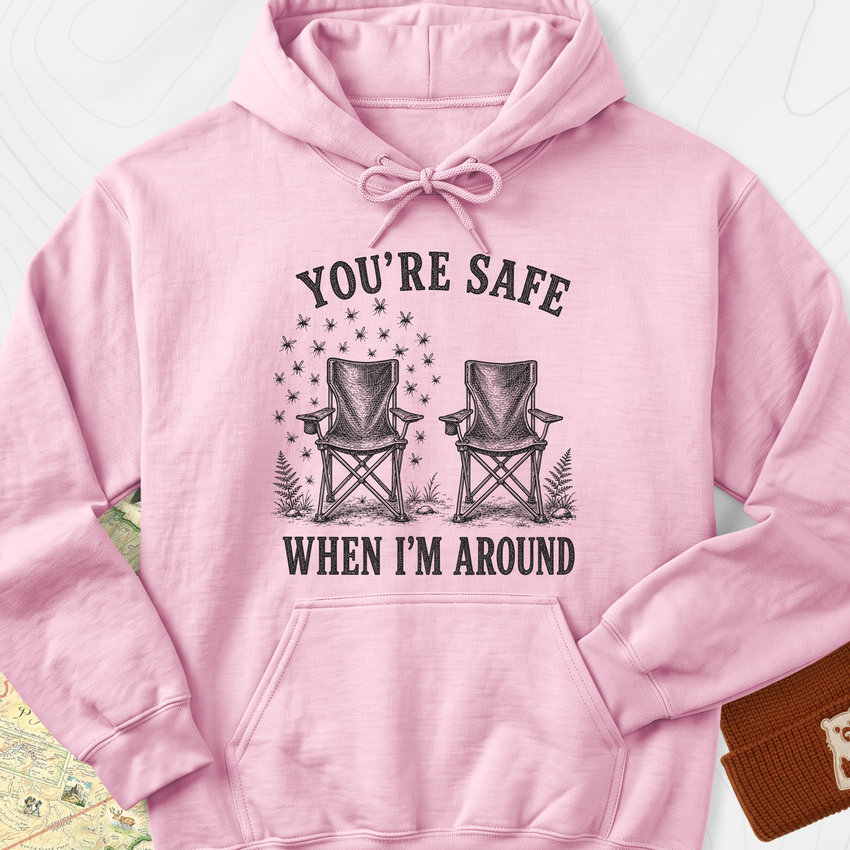 Safe When I'm Around Hoodie - Light Pink