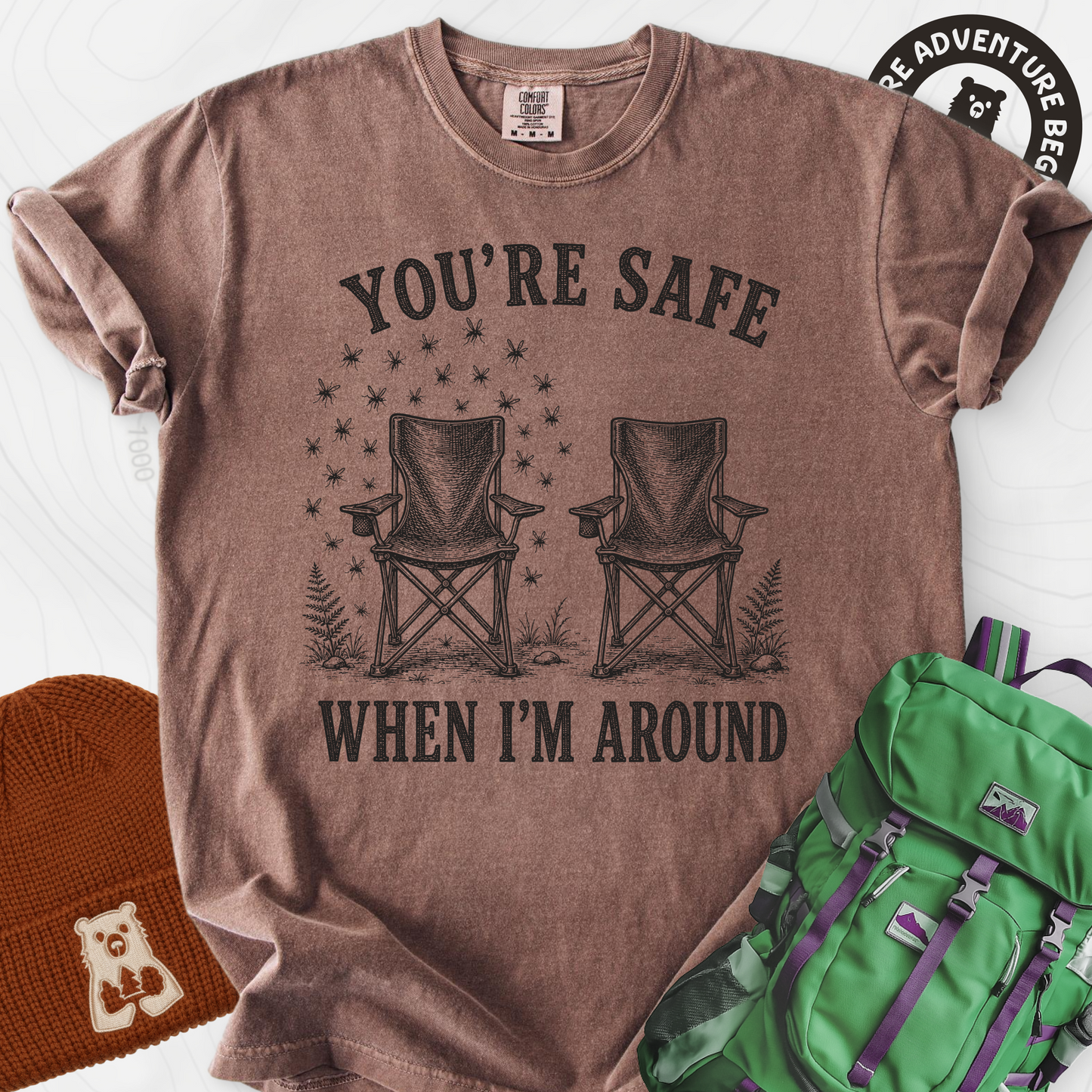 Safe When I'm Around Espresso front print heavyweight T-shirt