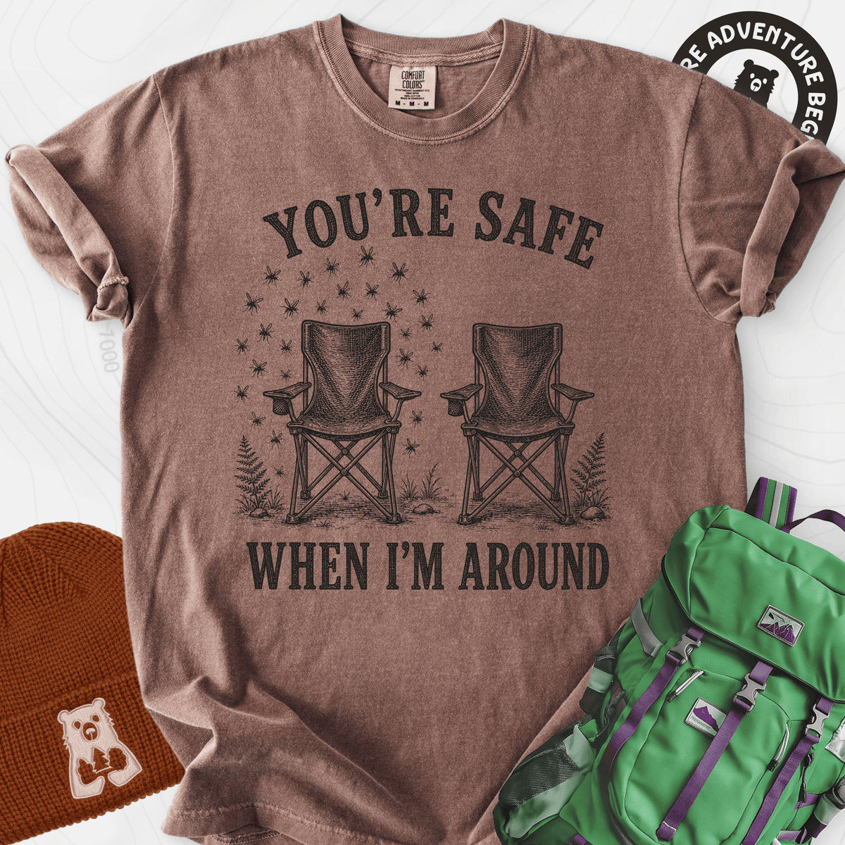 Safe When I'm Around Espresso front print heavyweight T-shirt