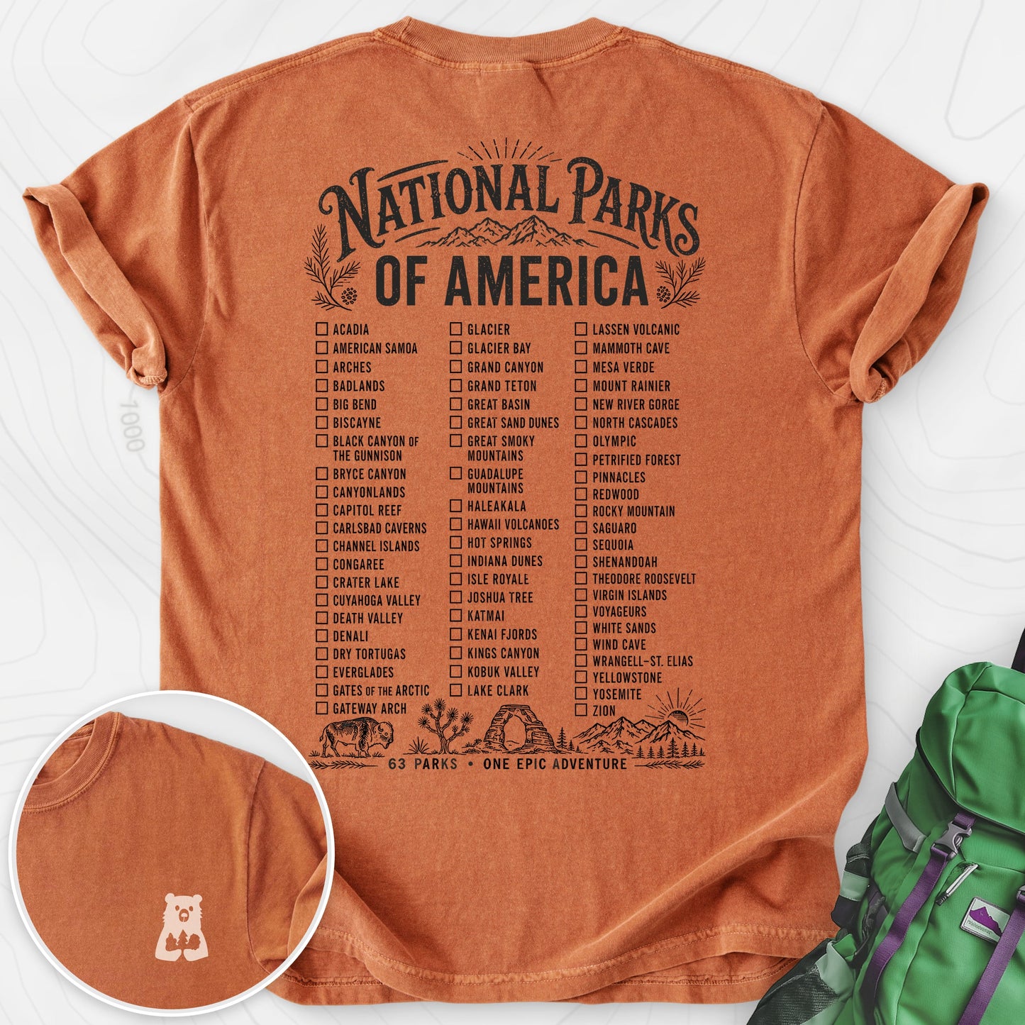 National Parks of America Yam back print heavyweight T-shirt