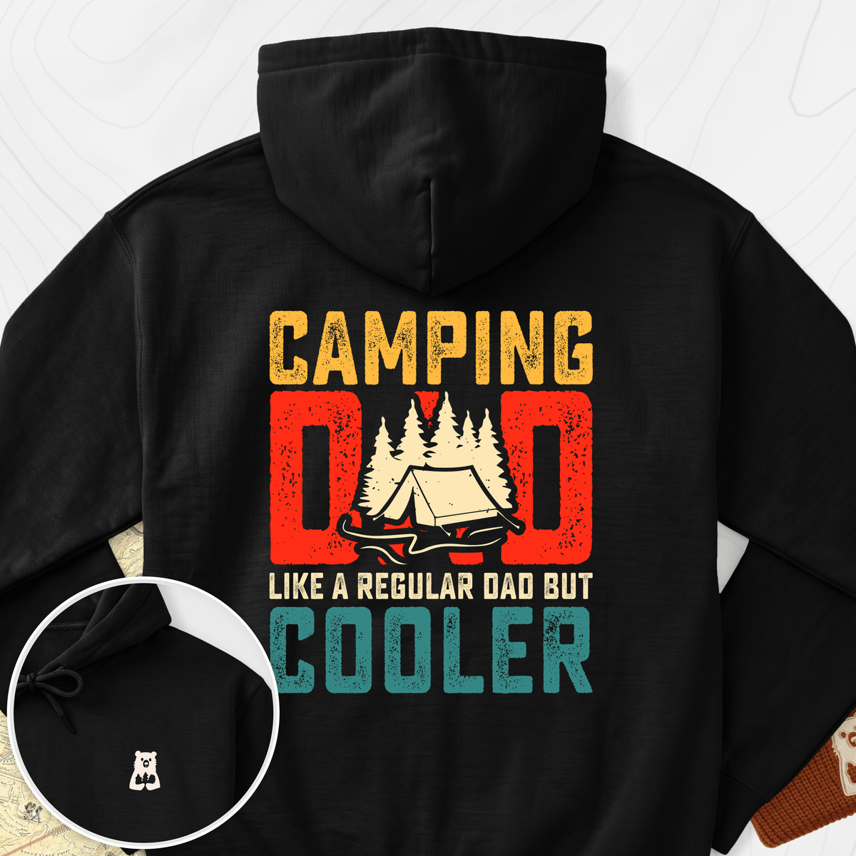 Camping Dad Back Print Hoodie - Black