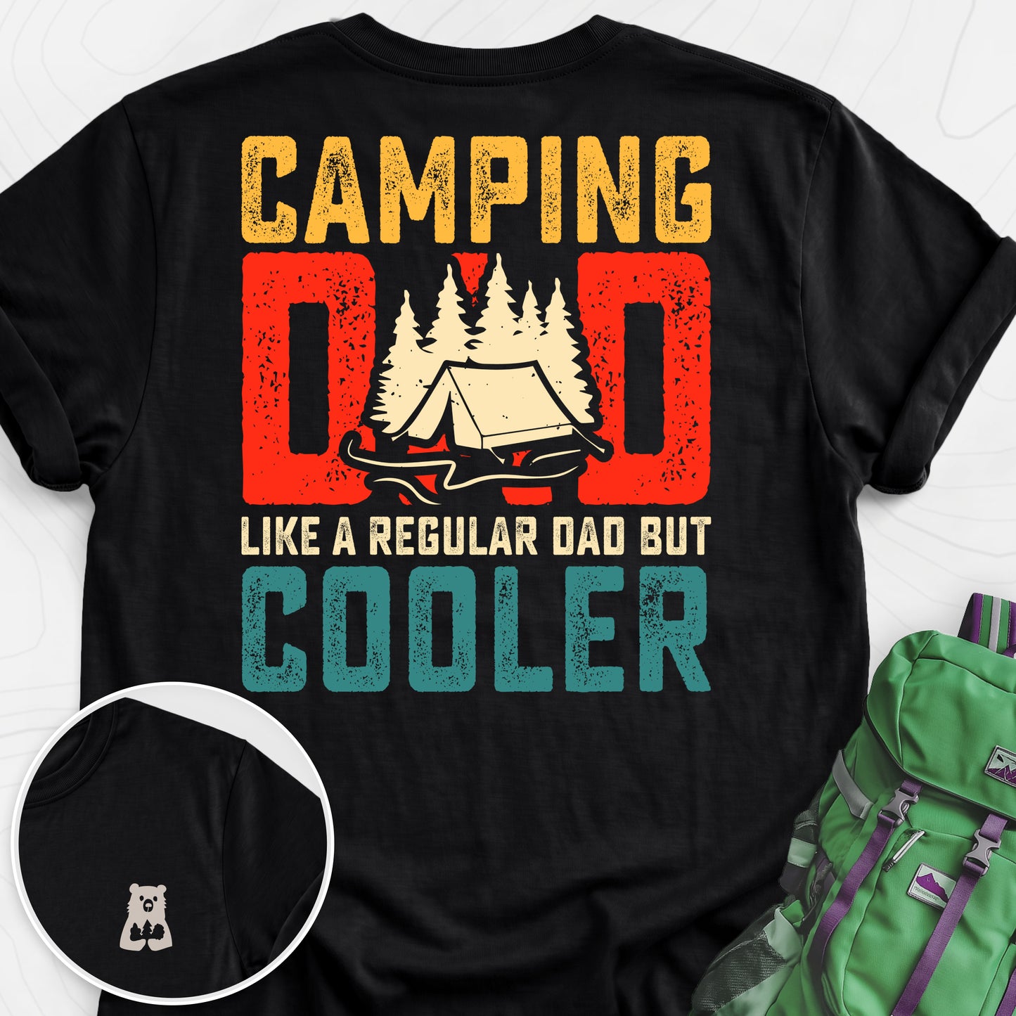 Camping Dad Black back print lightweight T-shirt