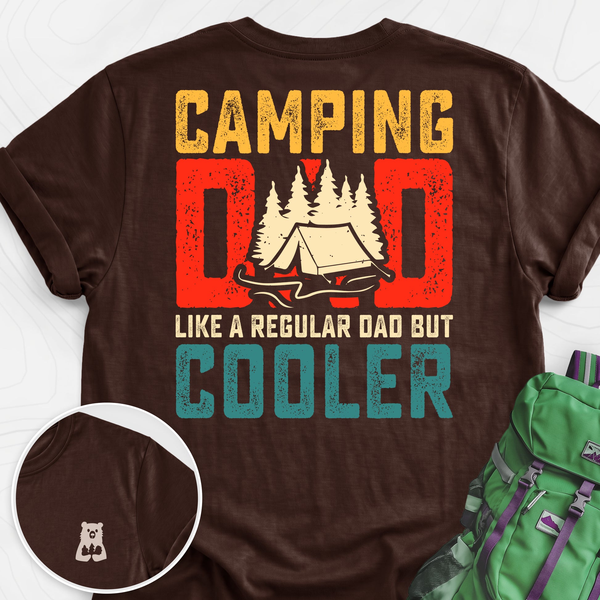 Camping Dad Dark Chocolate back print lightweight T-shirt