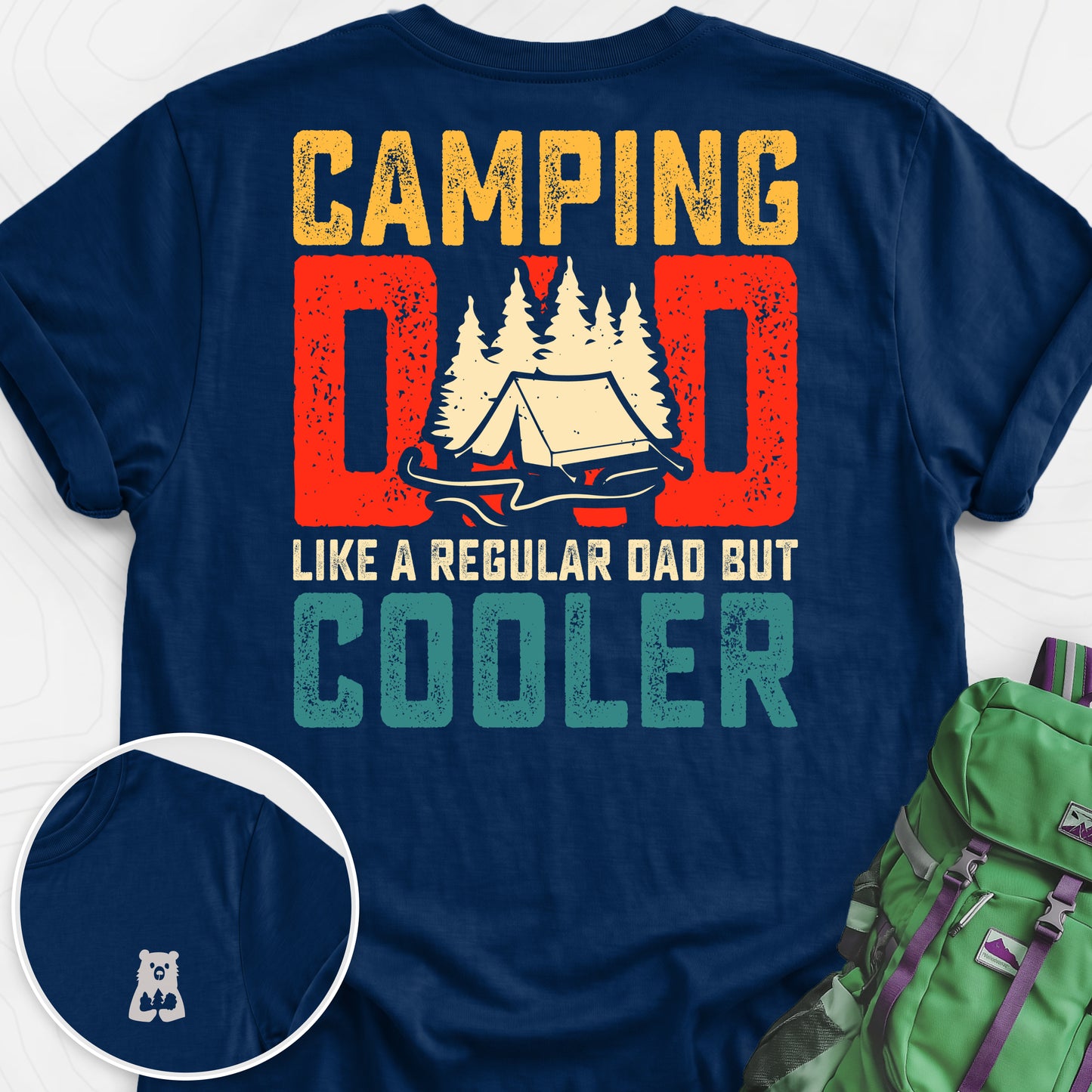 Camping Dad Navy back print lightweight T-shirt