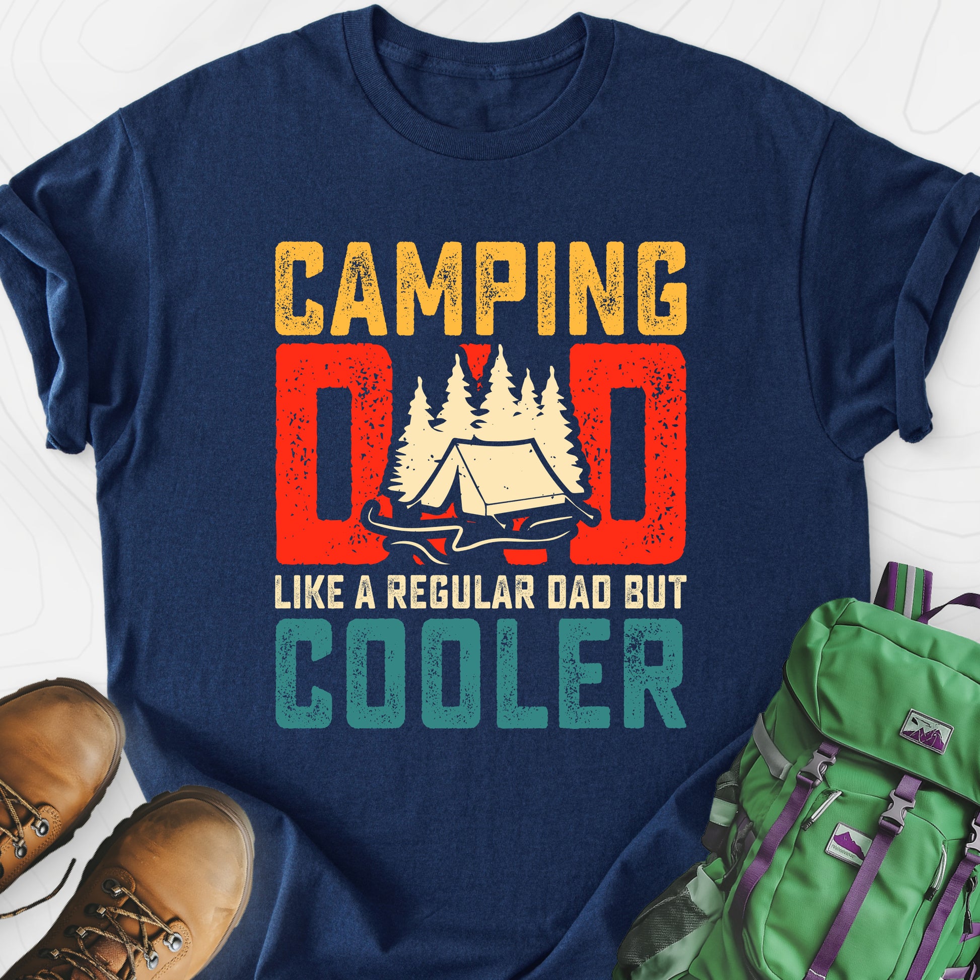 Camping Dad Navy front print lightweight T-shirt
